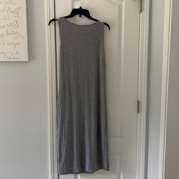 NWT Fabletics Retta Midi Dress gray casual sleeveless silky soft jersey drape - Picture 5 of 12